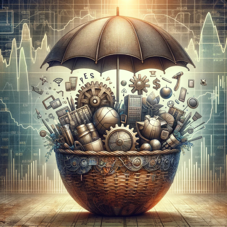 DALL·E 2024-01-02 13.53.50 - A visual metaphor representing the concept of investing in cyclical stocks through Exchange-Traded Funds (ETFs) and Mutual Funds. The image shows a la