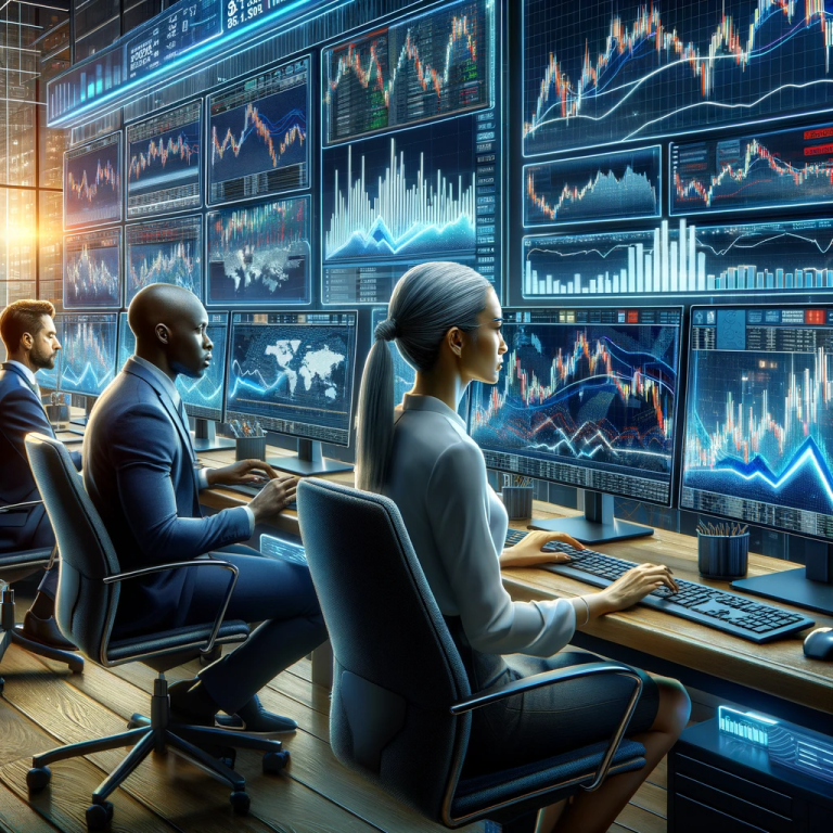 DALL·E 2024-01-03 11.58.15 - An image illustrating the use of risk management tools in investing. The setting is a high-tech trading floor with traders of various descents_ a Cauc