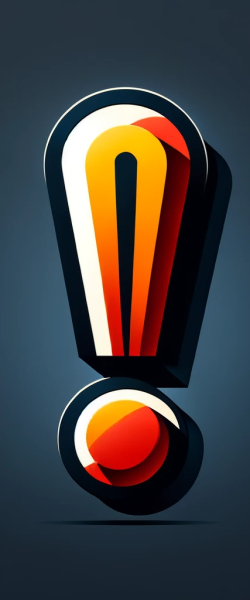 DALL·E 2024-01-23 14.56.04 – A bold and striking exclamation point symbol designed as a disclaimer icon. The exclamation point is large and prominent, standing out against a contr DALL·E 2024-01-23 14.56.04 - A bold and striking exclamation point symbol designed as a disclaimer icon. The exclamation point is large and prominent, standing out against a contr